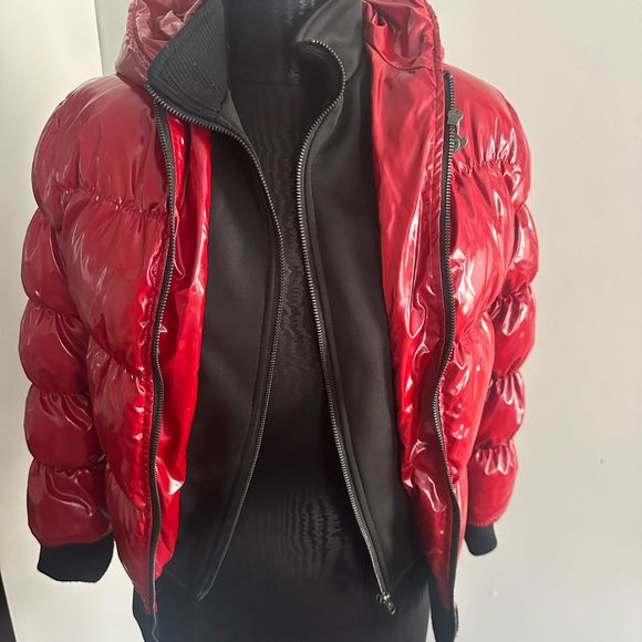 Red Puffer Jacket with Black Accents - Picture 1 of 6